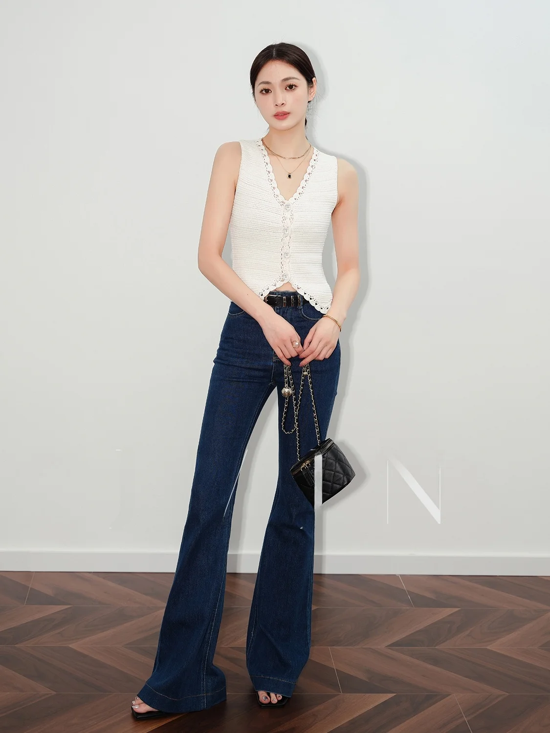 

JVJN Fall 2024 High Waist Slim Fit Denim Jeans Women's Elastic Casual Long Leggings Deep Blue Vintage Sle