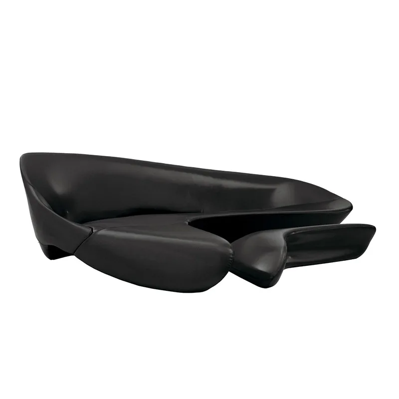 

Fashion designer Nordic living room FRP hotel lobby shopping mall lobby curved moon sofa minimalist leather cloth