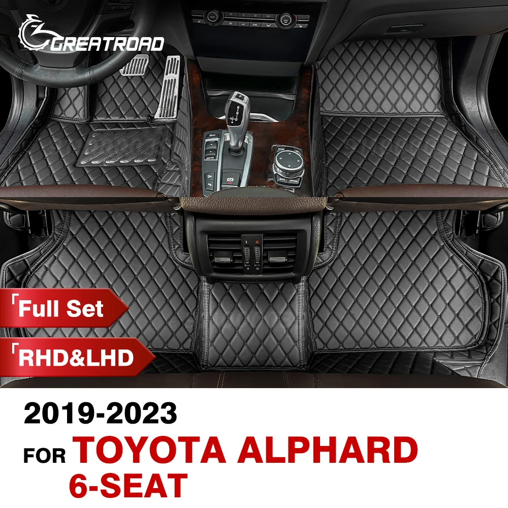 

Car Floor Mats For Toyota Alphard 6 Seats 2019 2020 2021 2022 2023 Custom Foot Pads Automobile Carpet Cover interior accessories