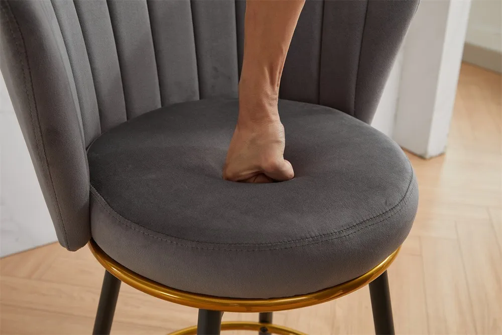 Ensemble de 2 tabourets de bar pivotants, chaise de salle à manger rembourrée à dossier haut pour bar de cuisine