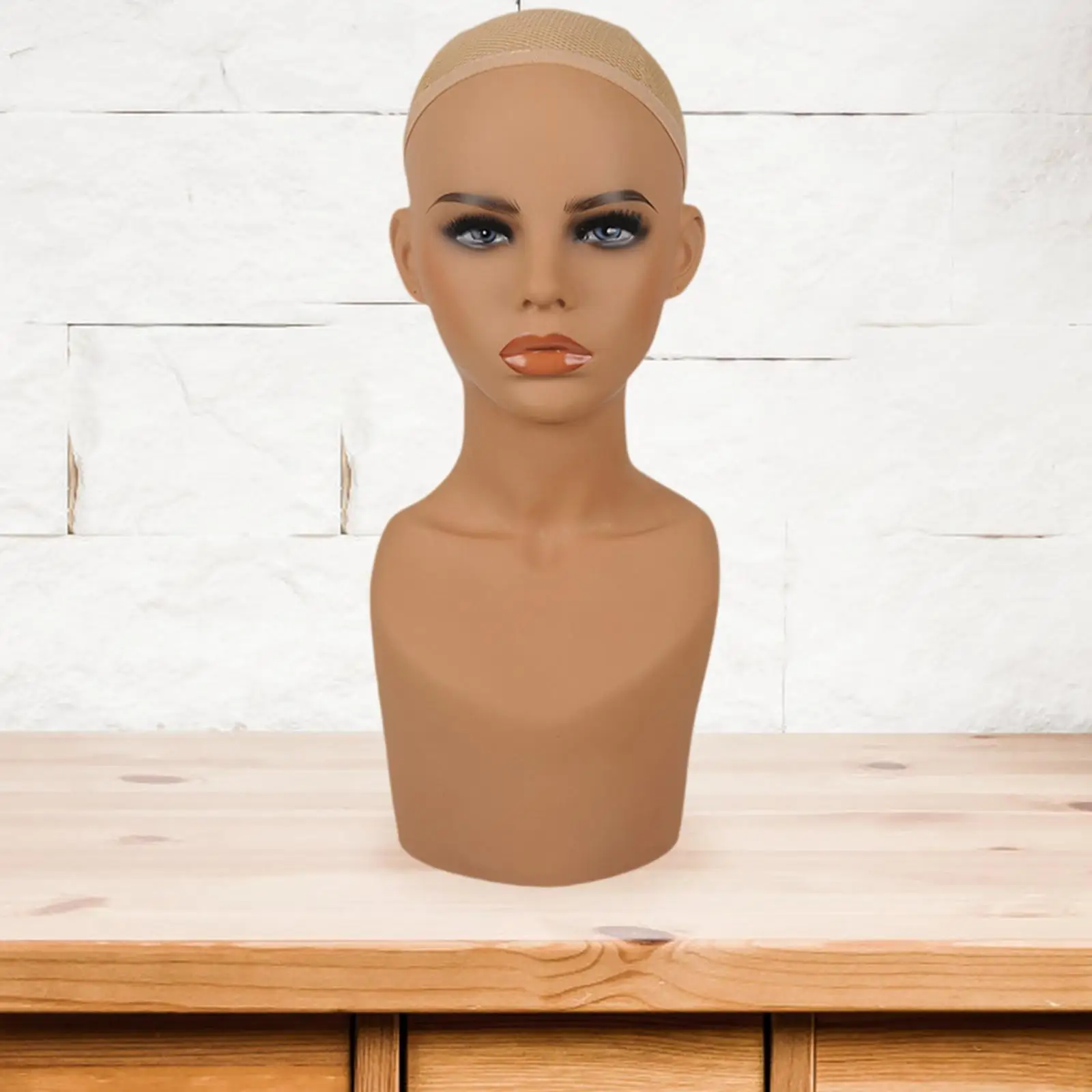 Realistic Mannequin Head with Shoulder Professional Hairpiece Styling Wig Holder Manikin Head for Glasses Hat Necklace Scarf