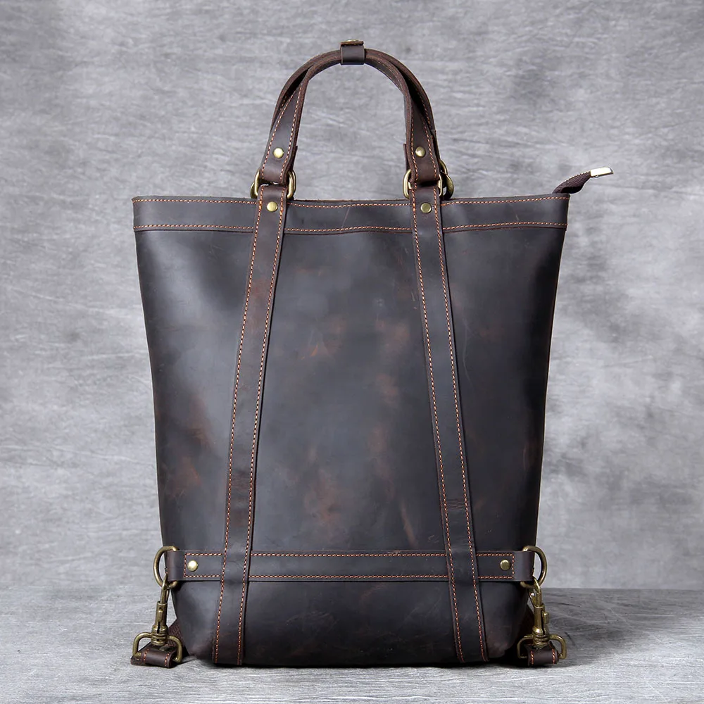 S.WORKER Vintage Echtleder-Rucksack Laptop-Tasche Lässige Crazy-Horse-Leder-Schultasche Outdoor-Reise-Weekender-Tasche – Detail 7