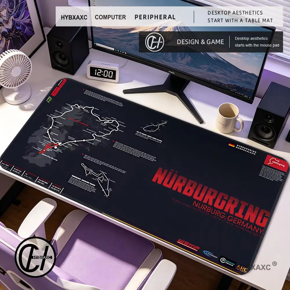 HYBXAXC Nurburgring Nordschleife Leather Mousepad  Computer Keyboard Pad Anti-slip Gaming Table Desk Mat
