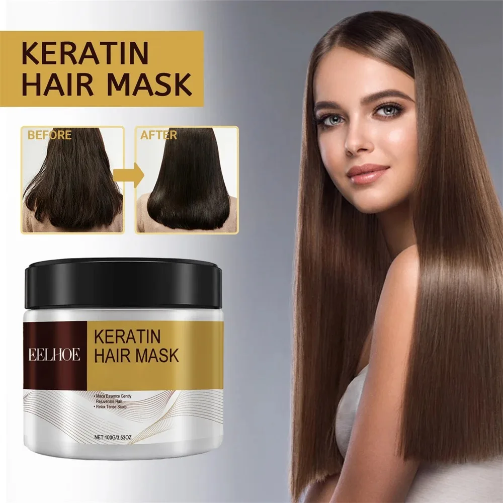 Keratin Care Hair Mask Deep Nourishing Moisturizing Repair Dry Frizz Damaged Conditioner Smoothing Hair Long-Lasting Shine Care