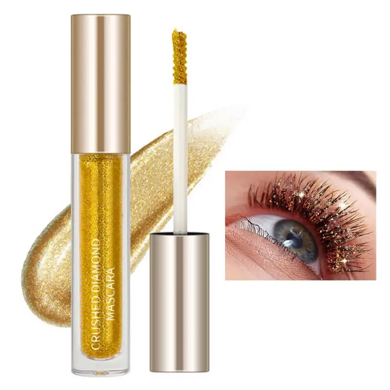 Sliver Gold Diamond Glitter Mascara, langlebig, schnell trocknend, Curling-Verlängerung, Wimpern, Mascara, Pailletten, Glitzer-Mascara, schimmernde Mascara