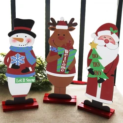 Christmas Wooden Reindeer Snowman Santa Claus Crafts Xmas Desktop Ornaments Merry Christmas Home Decorations New Years Noel Gift