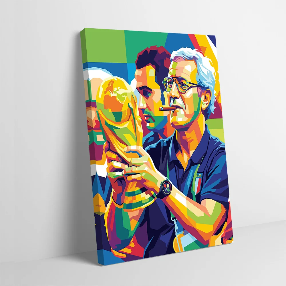 Football Coach With Trophy Printing Poster Customizable Pictures Wall Art Canvas Painting for Room Decoration Bathroom Decor