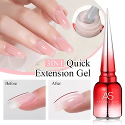 AS 15ML Quick Extension Nail Gel Vernis Semi Permanent Acrylic Crystal White Clear Nude Gel Nail Polish UV Construction Gel