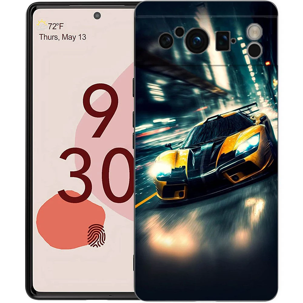 JDMドリフトスポーツカー電話ケースカバー、耐衝撃性シリコンソフトシェル、Google Pixel 8、7、6、7a、6a、pro 5g、9 pro、xl、8 pro、5g