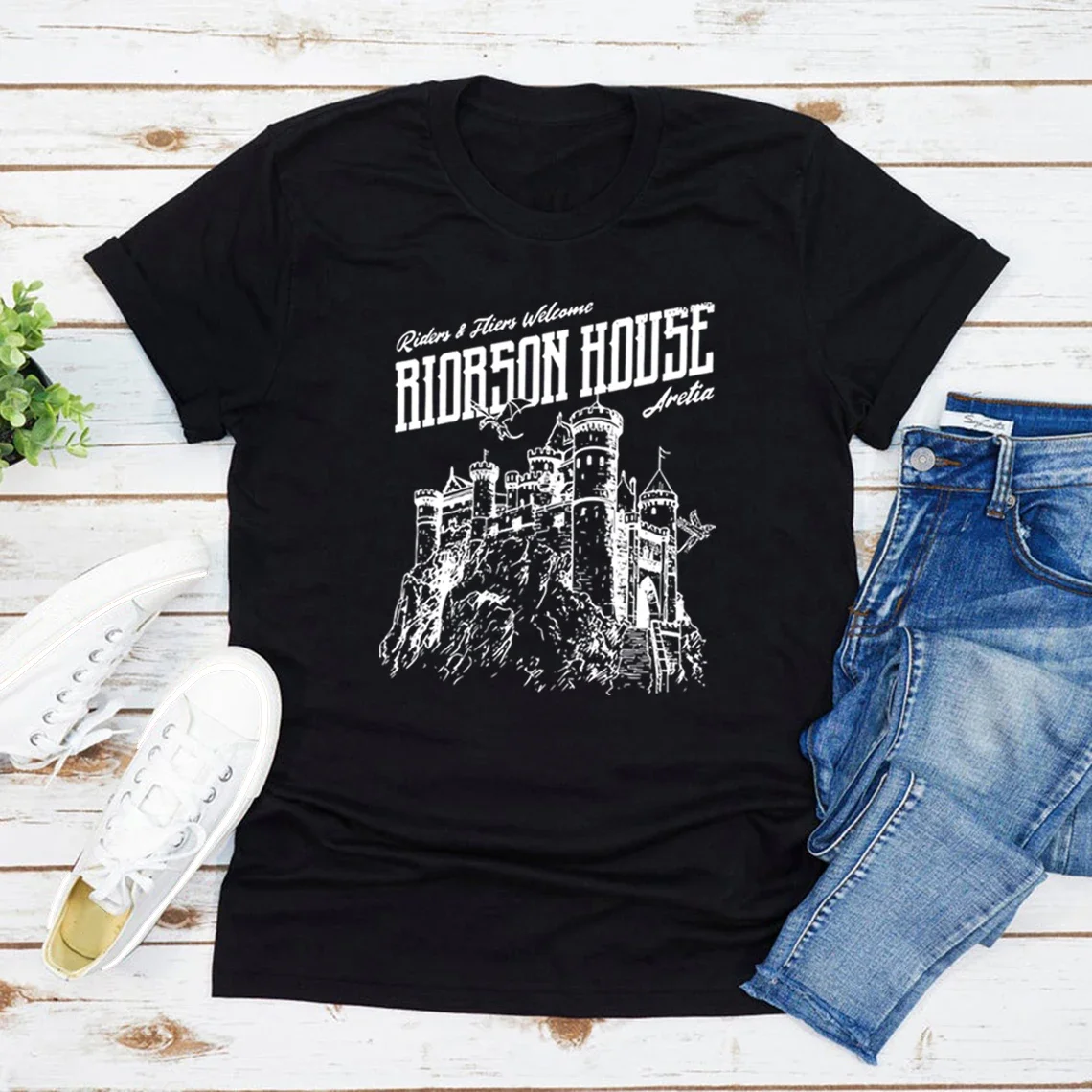 Riorson House Aretia T-Shirt Iron Flame and Onyx Storm Shirt Unisex Short Sleeve T-shirts Vintage Fourth Wing T-Shirt Streetwear
