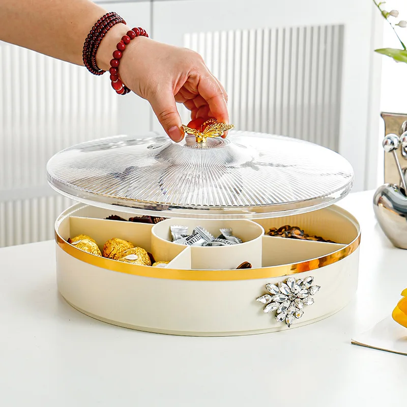 

Dried Fruit Box Household Living Room Coffee Table Snack Box Compartment Candy Storage Box Fruit Plate Melon Seeds Nut Plate