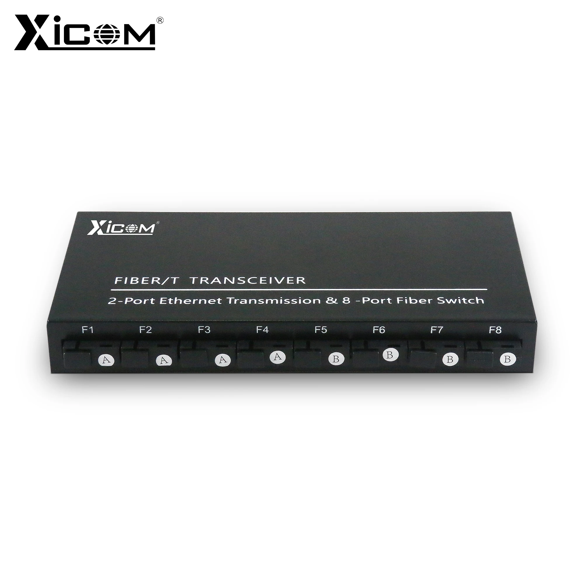 Xicom 8F2E Optical Media Converter, 8 SC Optic 2 RJ45 Single-mode Single Fiber, Fiber To Ethernet for IP Camera/CCTV/Switch
