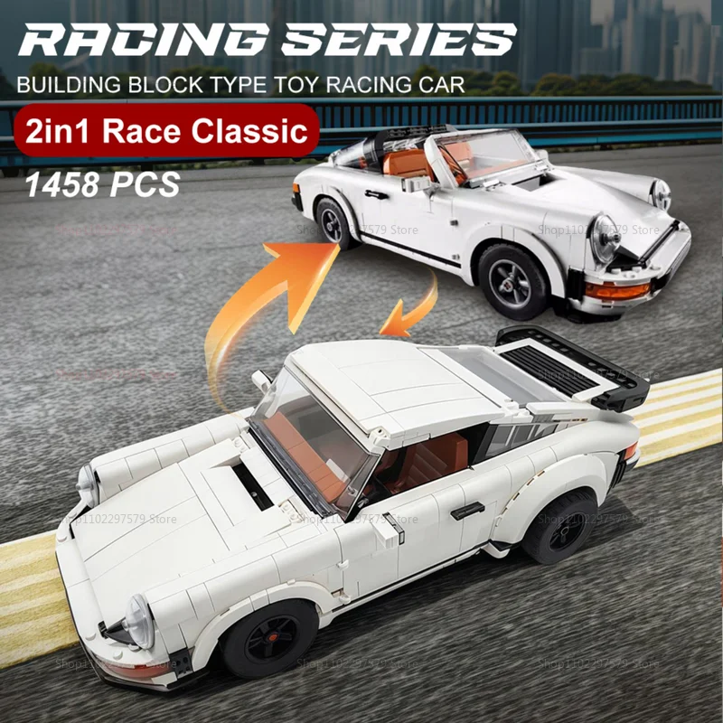 العروض الساخنة 1458 قطعة نموذج سيارة الرجعية اللبنات مجموعة 2in1 سباق الكلاسيكية خمر سيارة كيت للكبار اللعب هدية لعيد الميلاد