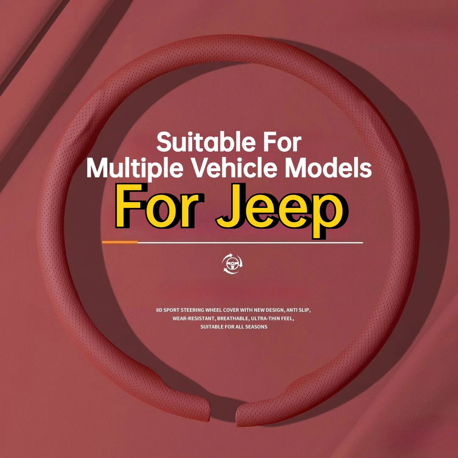For Jeep Wrangler Grand Commander Cherokee Gladiator Compass Renegade Anti-slip Steering Wheel Cover Car Interior Parts
