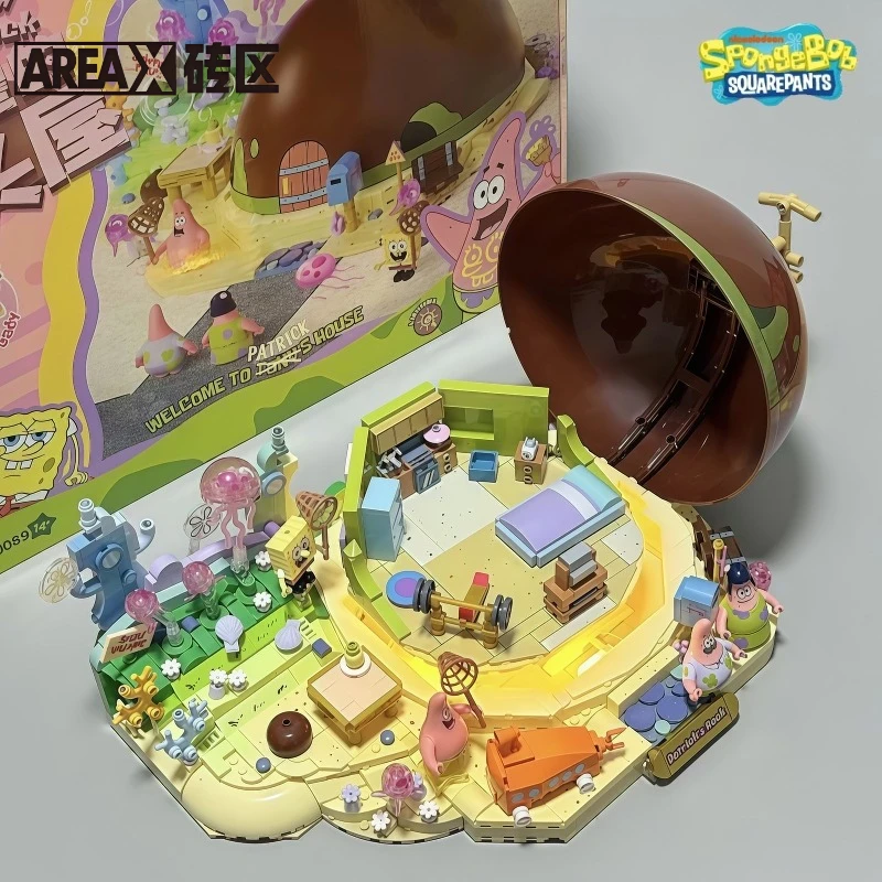 

AREA-X SpongeBob SquarePants Series Assembled Blocks Underwater World Pai Da Xing's House Desktop Decoration Festival Gift