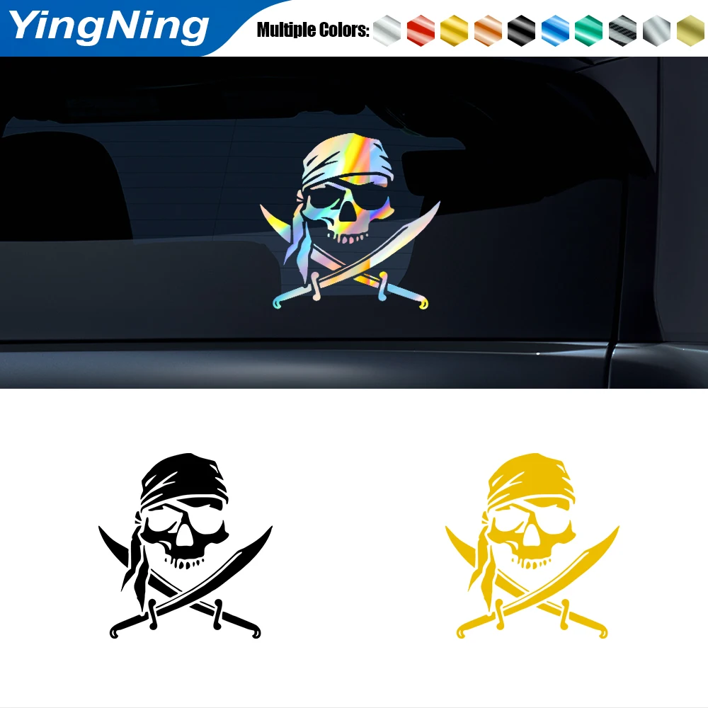 

Interesting Pirate Pattern Auto Reflective Sticker Car Bumper Body Rear Window Decorative Decal Laser Car Sticker Accessories