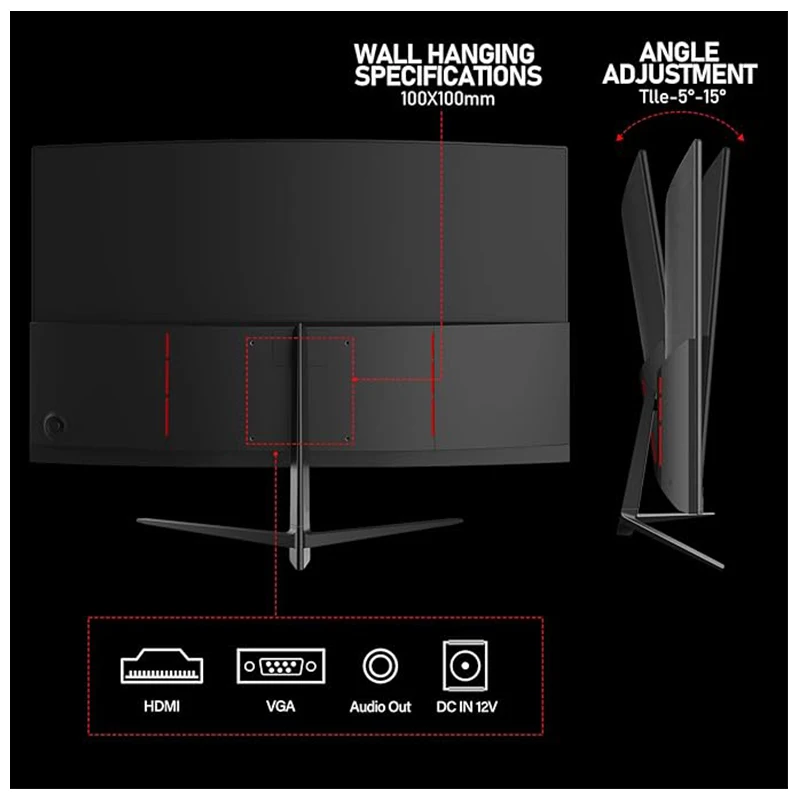 Gawfolk Curved Monitor 27 Inch 100Hz, PC Screen with Speaker 1080P, 1800R 75Hz Computer Monitor with Eye Care Technology HDMI VG