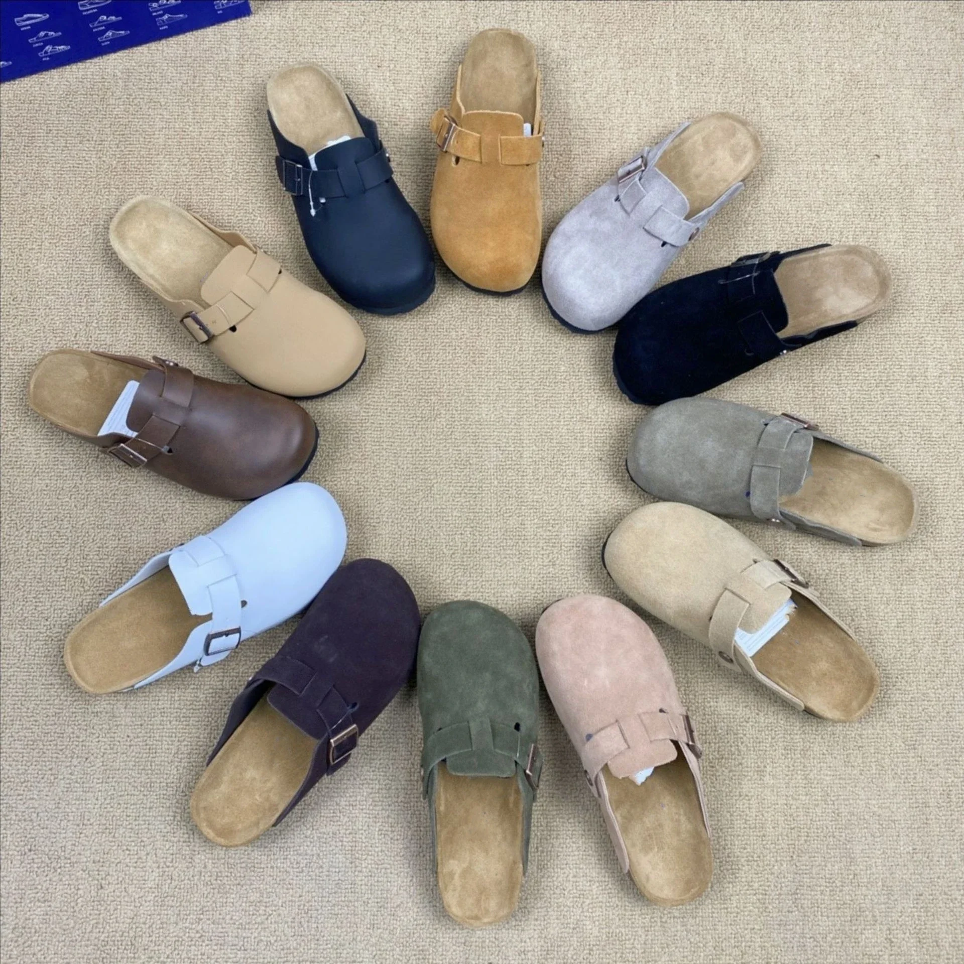 Sandal kulit asli cork, Kasut luar ruangan sol dalam lembut tren sandal kulit sapi bakiak Taman