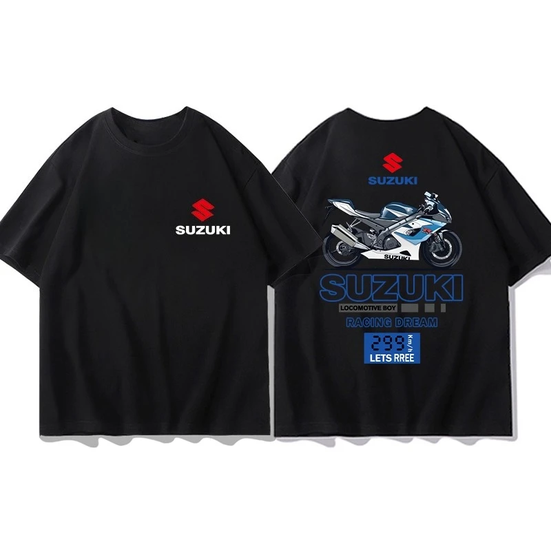 

Suzuki motorcycle short-sleeved T-shirt, trendy clothes for boys and teenagers, casual wear for heavy motorcycle enthusiasts