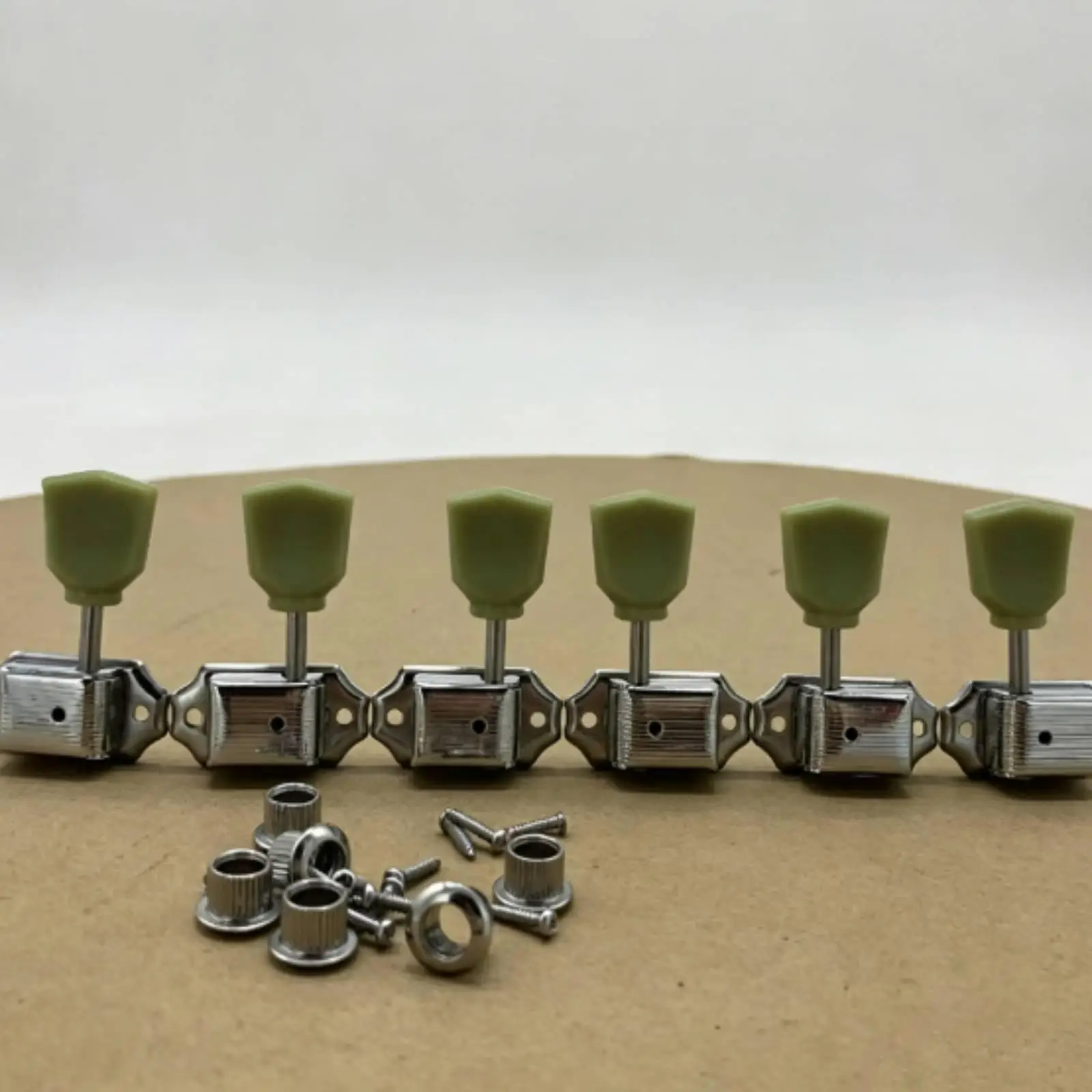 String Tuning Peg Set 6pcs Zinc Alloy Semi Enclosed Guitar Tuners Olive Green Buttons for Custom Builds and Routine Maintenance