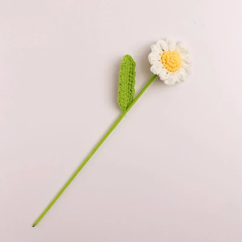 

10X вязаные крючком цветы искусственный подсолнух ромашка для свадебных центральных украшений спальни