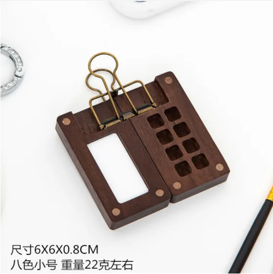 8/15 Grid Portable Sketchbook Palette, Mini Walnut Wood Color Palette Box Travel Watercolor Case For Drawing,(Without Colors)