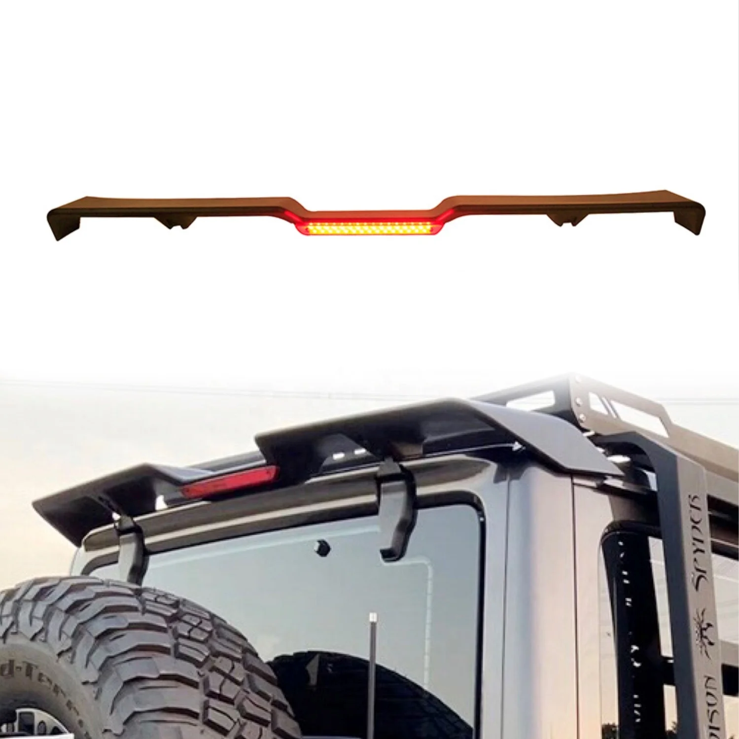 Roof Spoiler Wings with Brake Turning Light Rear Spoiler for Wrangler JL JK Gladiator JT Pickup Truck