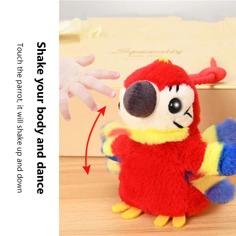 

Parrots Plush Doll Cute Electric Screams Moving Wings Parrots Toy Doll Backpack Pendant For Boys Girls Party Gifts