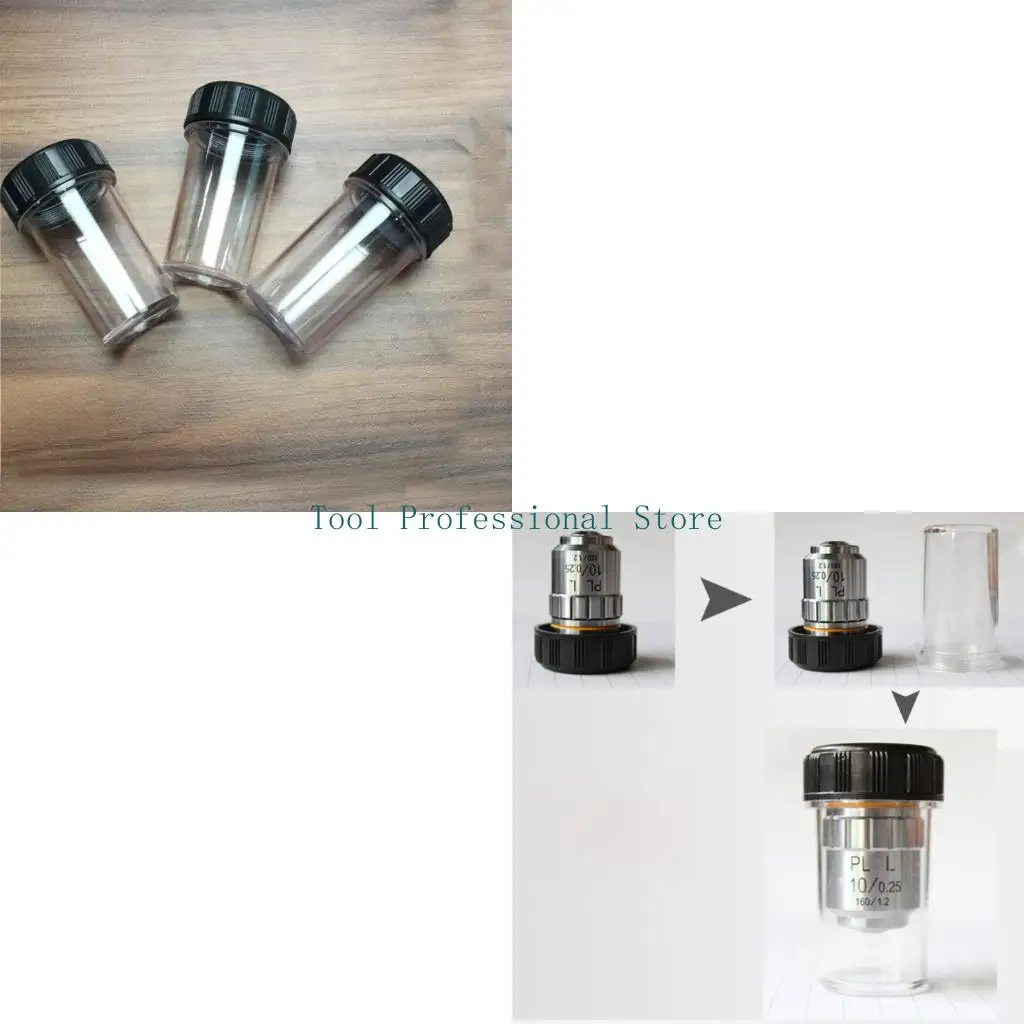 57QF 1/3/5pcs Lab Microscope Accessories Objective Protective Case Container Biological Microscope Objective Lens Storage Box
