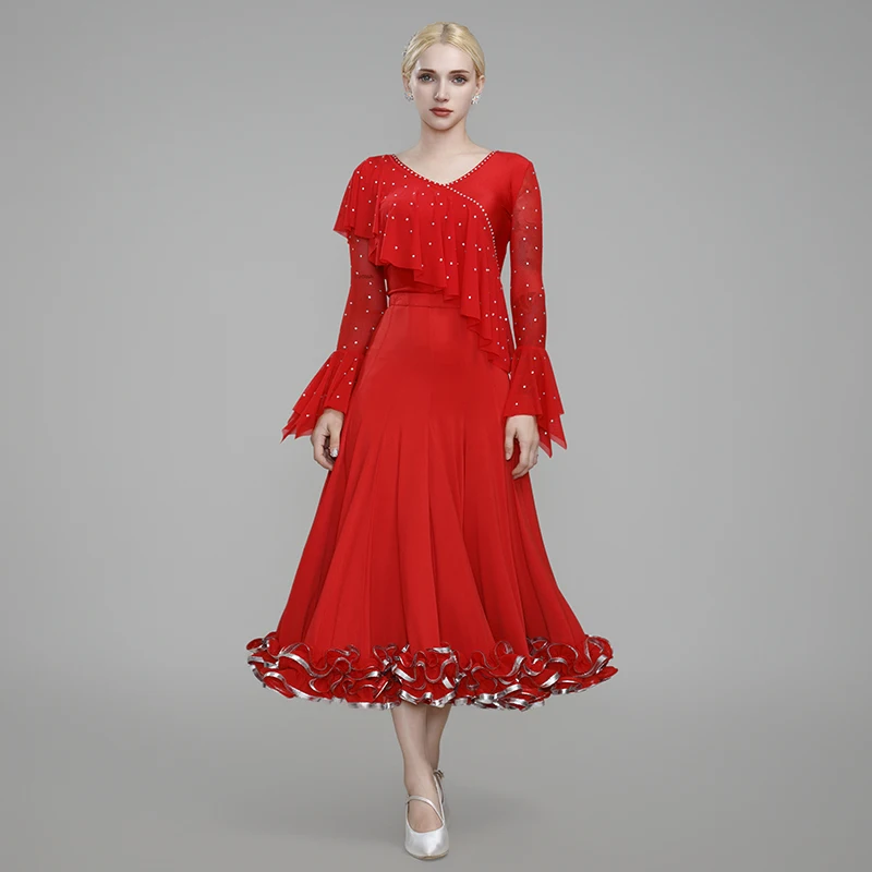 新しいモダンダンススカートスクエアダンス大スイング練習ロングスカート社交ダンス社交ダンス社交服