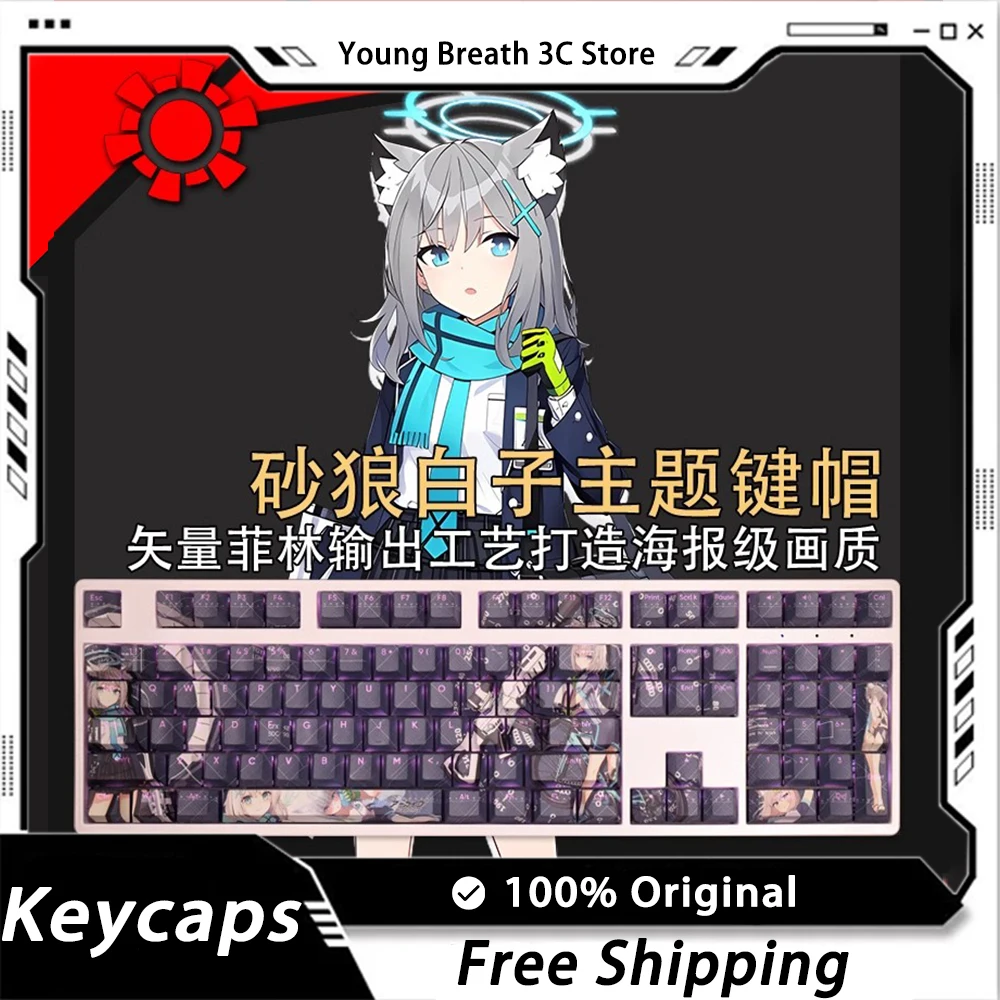 

Custom Blue Archive Kawaii Keycaps Mechanical keyboard kit Keycap Kawaii Light Transmission PBT Keycap Set PC Gamer Accessories