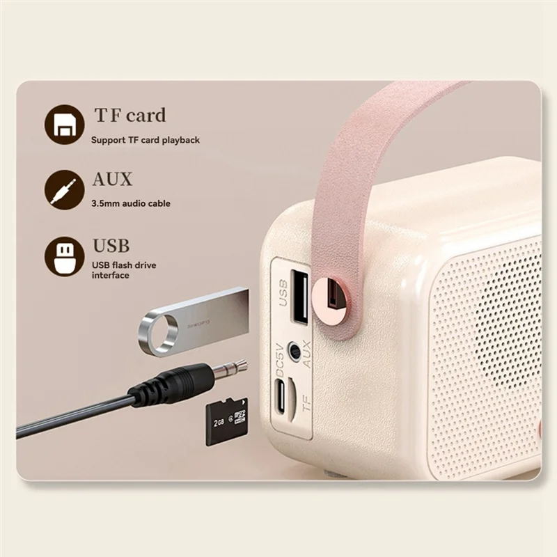 ABGR-Retro Bluetooth-динамик Поддержка TF-карты U-диска AUX 3D Звуковой баланс Диффузионный тип Будильник Динамик A