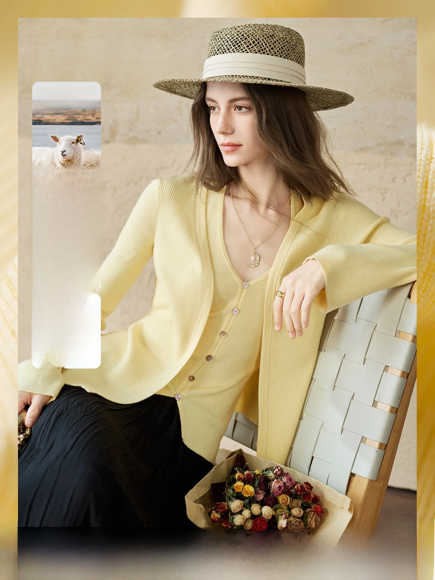 

Женский вязаный кардиган Row Series из плотной пряжи, мягкий, из полиэфирного волокна, с длинными рукавами, V-образным вырезом, в стиле свитера-пальто