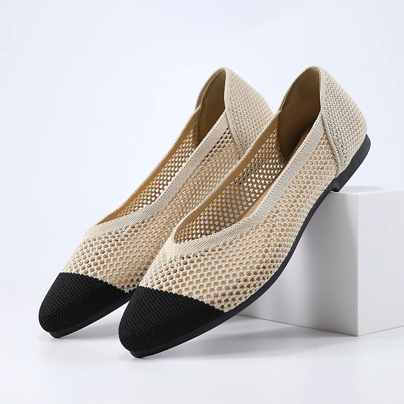 New Spring and Summer Pointed-Toe Slip-On Women's Shoes, Breathable, Lightweight, Soft-Soled Flat Shoes, Comfortable and Easy on the Feet, Suitable for Daily Commuting, Versatile Lazy Shoes