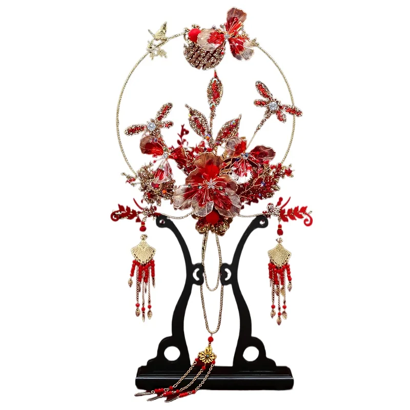 wedding-hanfu-bride-bouquet-red-flower-group-fan-wedding-gift