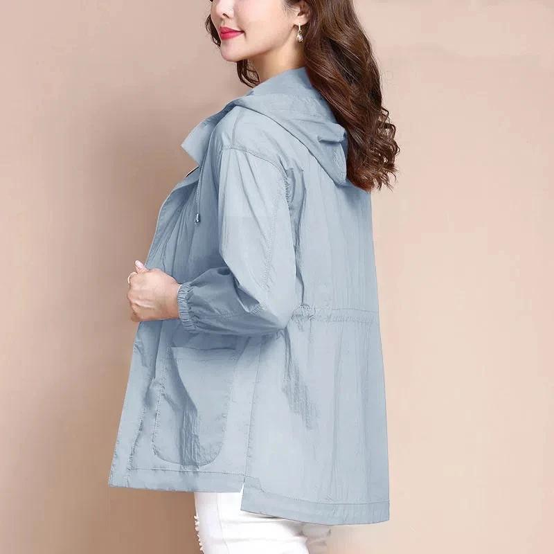 Summer 2023 New Thin Outdoor Sun Protection Clothing Women Baseball Uniform Loose Light Breathable Cardigan UV-proof Jacket 5XL