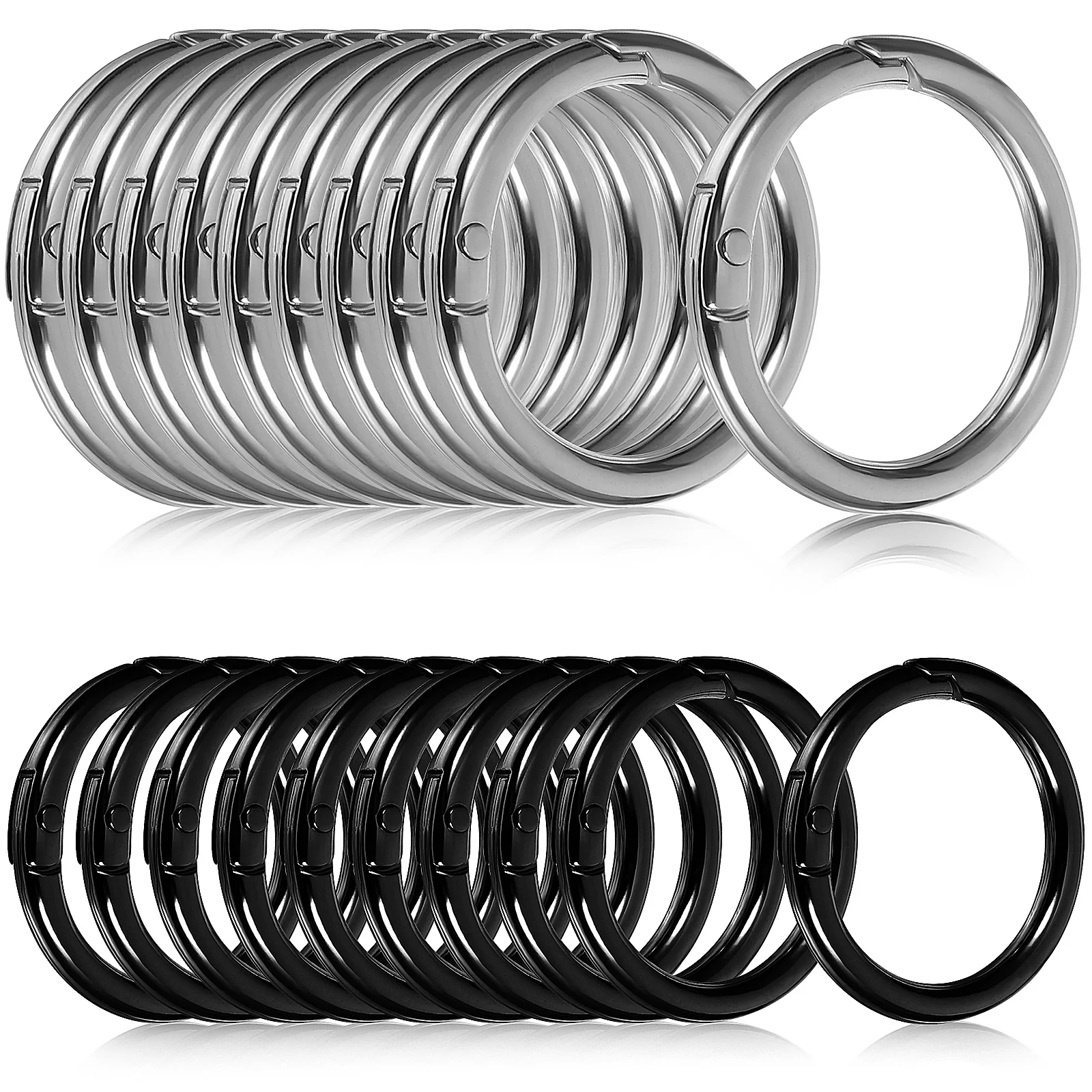 

20 Pcs Ring Buckle Metal Carabiner Keychain Keychains Clips Small Spring Hook Clasps