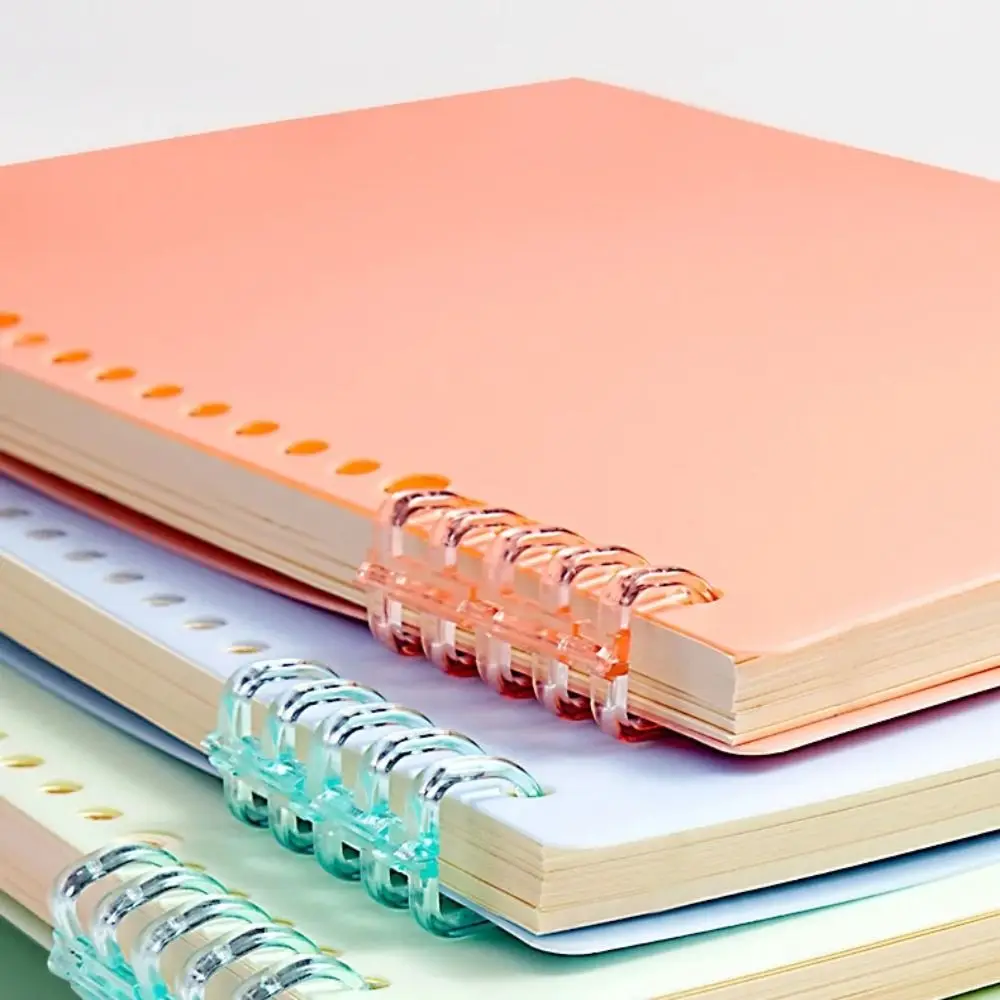 4 ชิ้น PP หลวมปกหนังสือสีสันสดใส DIY หลวมโน้ตบุ๊ค Binder เกลียวแหวนเครื่องเขียนน่ารัก