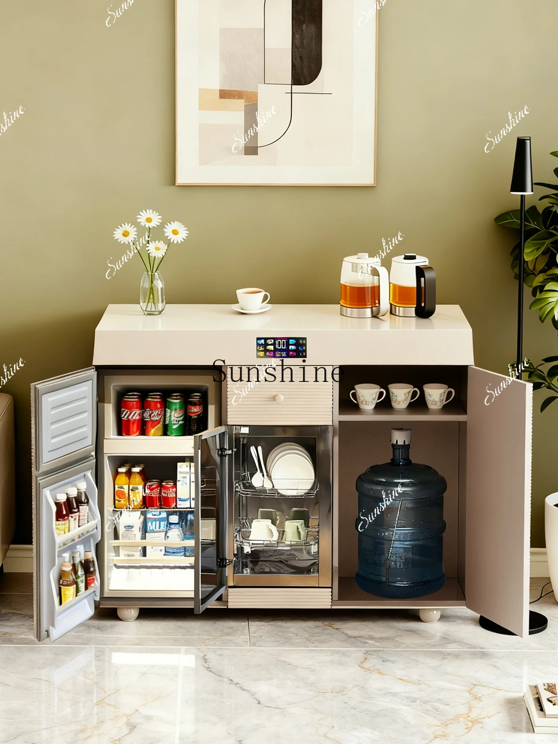 High-end smart tea bar machine integrated with large refrigerator to make tea for office and commercial use  FT