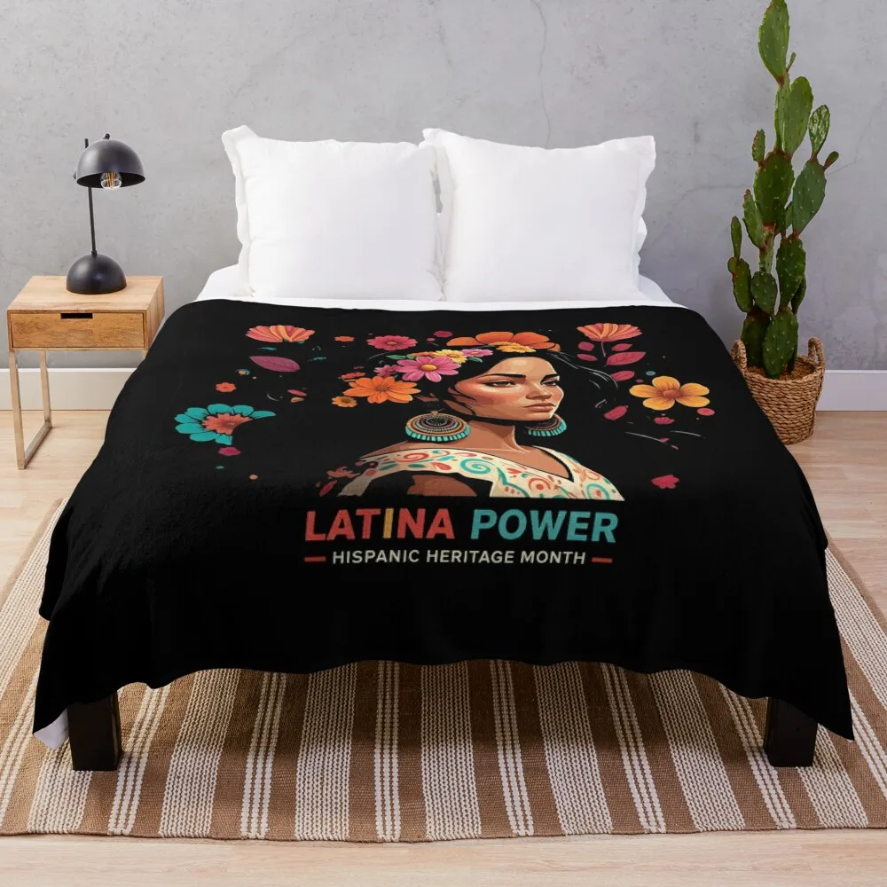 

Latina Power Empowerment Hispanic Heritage 2024 Throw Blanket Thin Nap Blankets