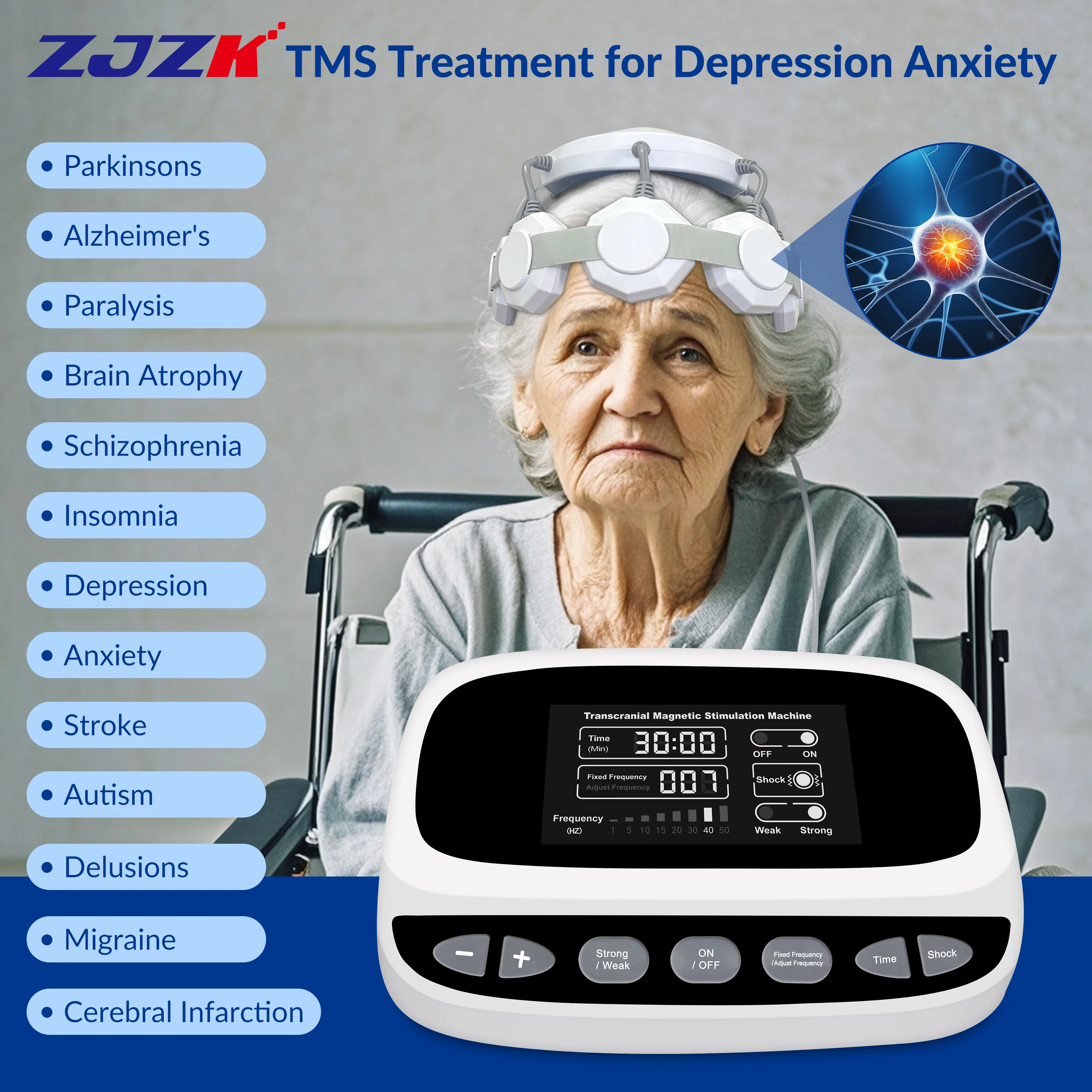 

ZJZK Tms Navigated Transcranial Magnetic Stimulation And Schizophrenia Brain Stroke Dementia Post-Traumatic Stress Disorder