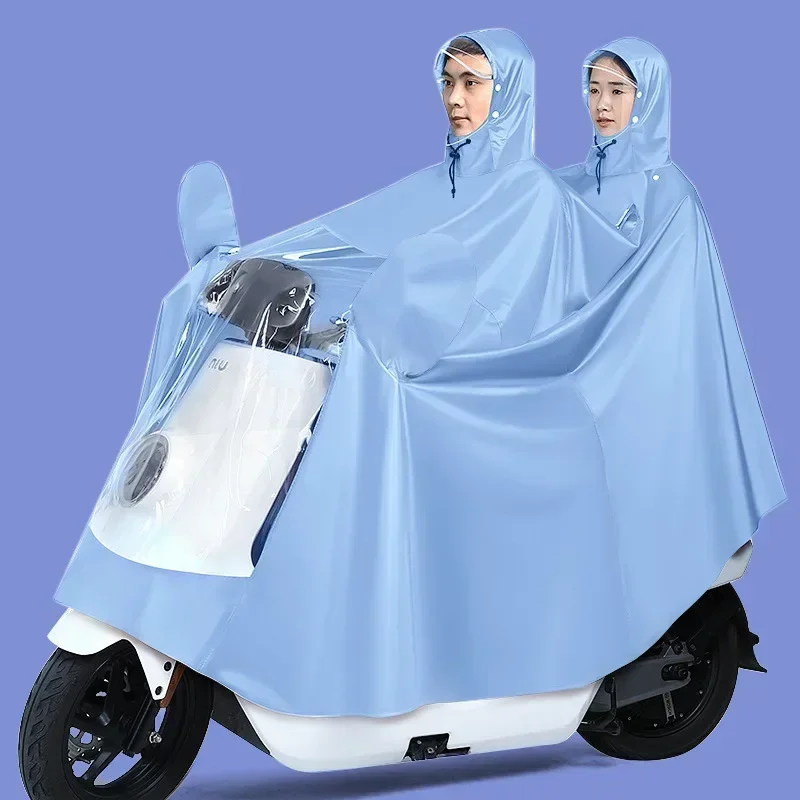 1 Pc Double Motorcycle Poncho Raincoat Electric Car Wholesale Thickened and Lengthened Adult Battery Car Raincoat