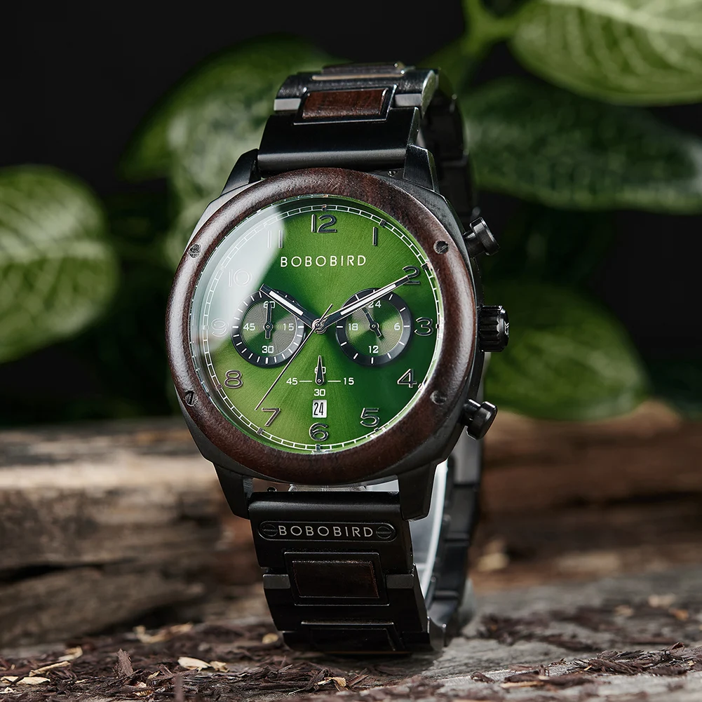 Top Brand Luxury reloj hombre BOBO BIRD 3AT Waterproof Chronograph Wristwatch With Calendar Luminous Hands Halloween Gifts