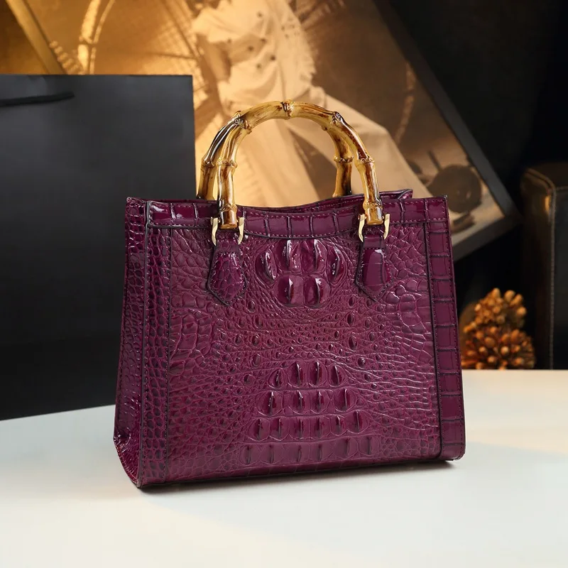 Women Handbags Crocodile Pattern Crossbody Bag for Vegan Genuine Leather Briefcase with Small and Square Bags