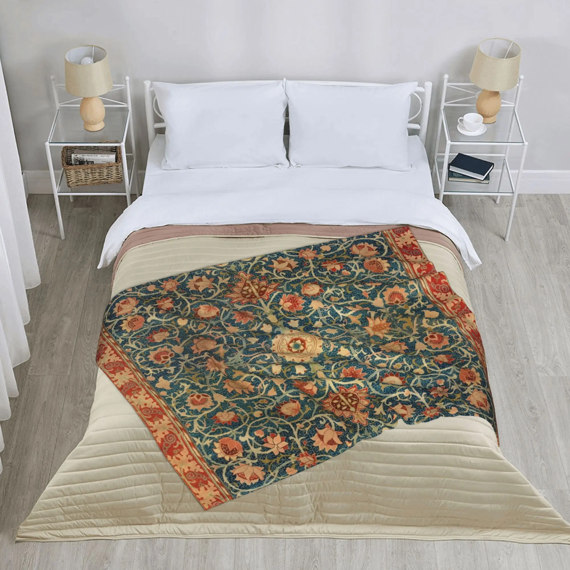 هولاند بارك ويليام موريس غطاء بطانية الفانيلا خمر الأوروبية خفيفة الوزن رقيقة رمي البطانيات الفراش لحاف متعدد الوظائف #3