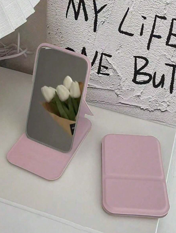  Portable Folding Makeup Mirror with PU Leather Cover, Elegant Travel Compact for Women, Gift for Birthday Graduation Home Decor