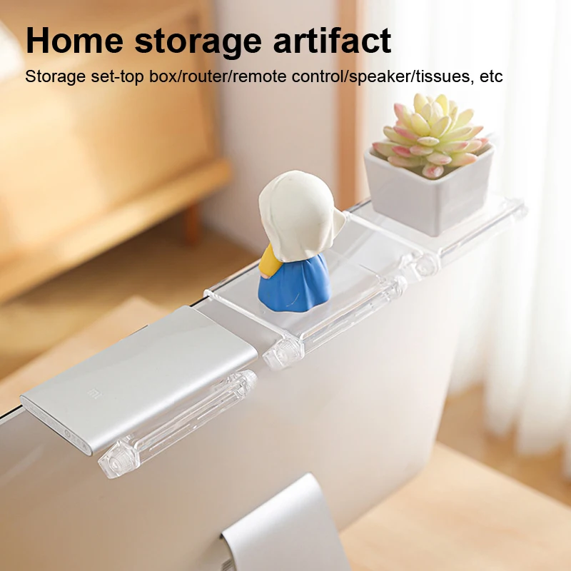 Adjustable TV Computer Monitor Storage Shelf Rack PC Screen Organizers Bracket Holder For Remote Control Wifi Router Set-Top Box