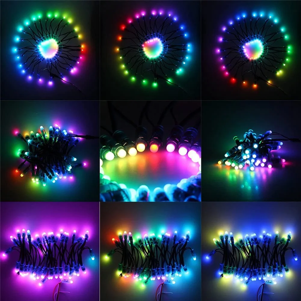 50Pcs WS2811 RGB LED Pixels Light Individually Addressable 12mm Diffused Digital Full Color LED Pixel Module Light DC12V