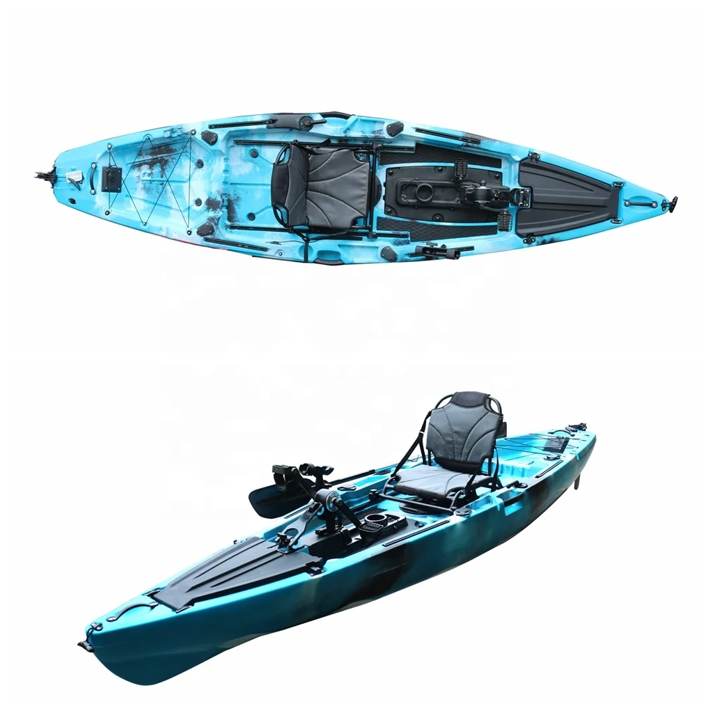 Customization Fishing Kayak with Pedal Drive 12 ft Single Person Hot Sale Sit on Top Plastic Sea Touring Kayak