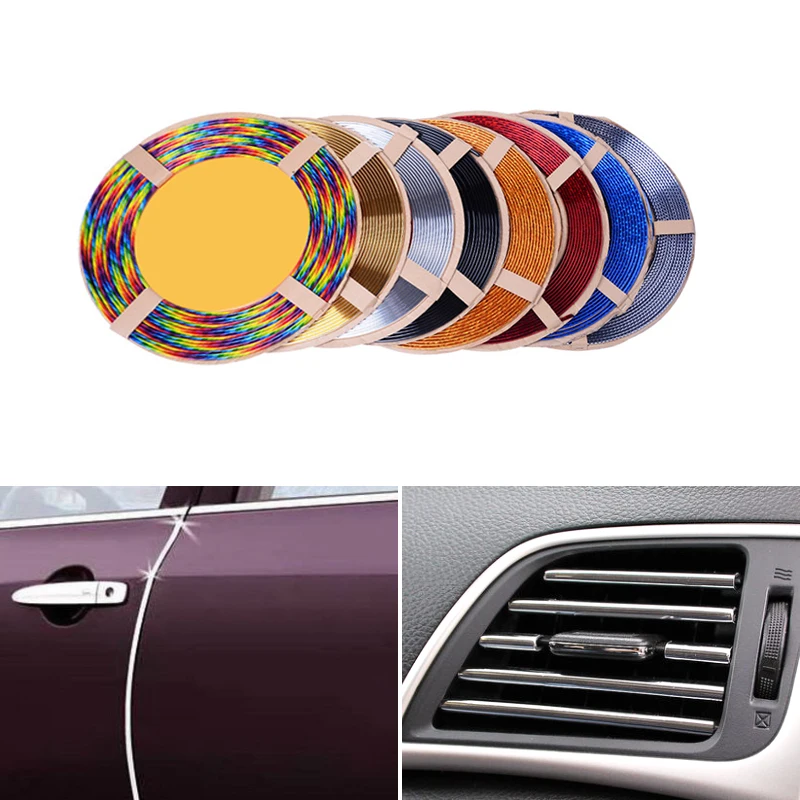 For Ford Audi Honda VW Mazda DIY Car Interior Chrome U Shape Air Conditioner Air Vent Grille Trim Outlet Blade Decorative Strip